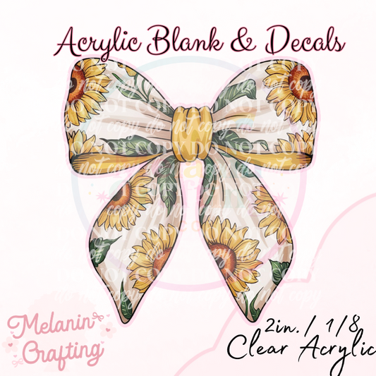 Sunflower Coquette Bow Acrylic Blank & Decal Set