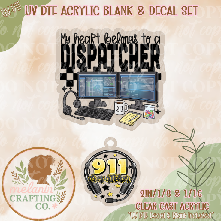 My Heart Belongs To UV Dtf Acrylic Blank Set (Charm Included)