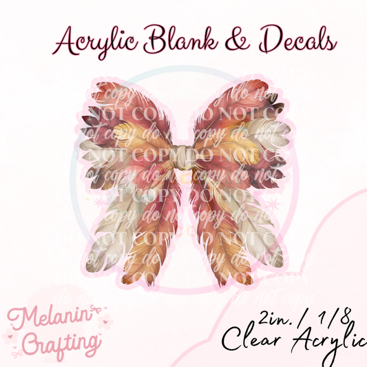 Turkey Bow Acrylic Blank & Decal Set