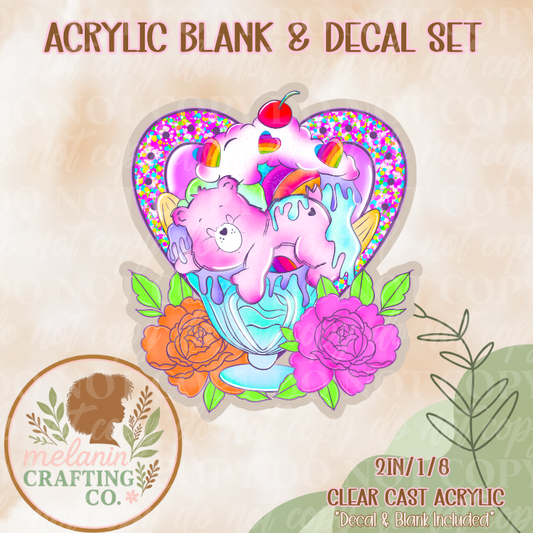 Ice Cream Bear Acrylic Blank & Decal Set