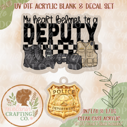 My Heart Belongs To UV Dtf Acrylic Blank Set (Charm Included)