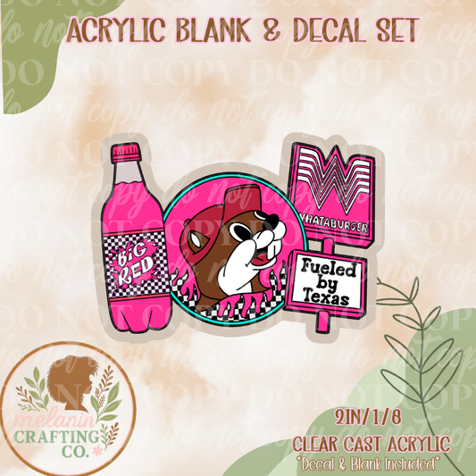Fueled By Texas Acrylic Blank & Decal Set