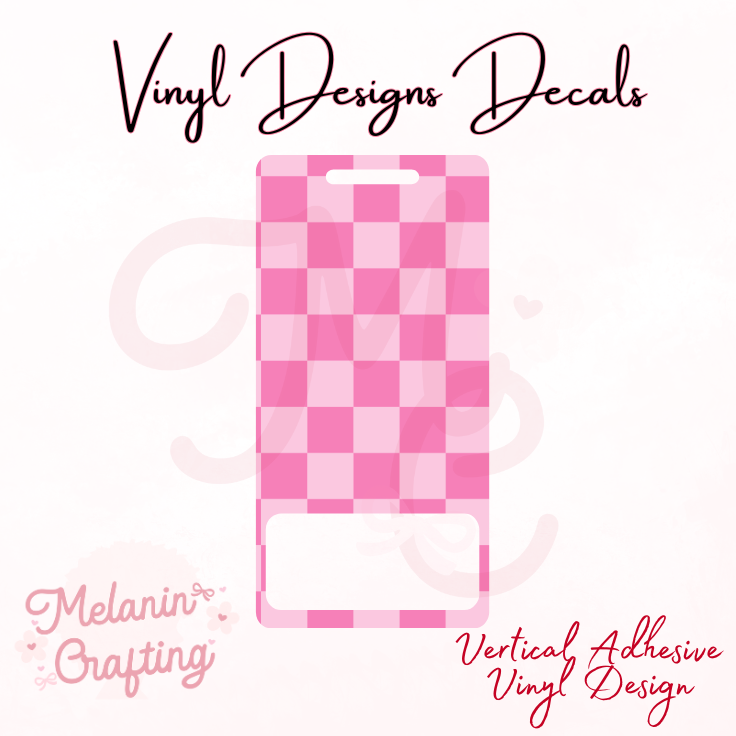 Pink Checkered Vertical Vinyl Decal