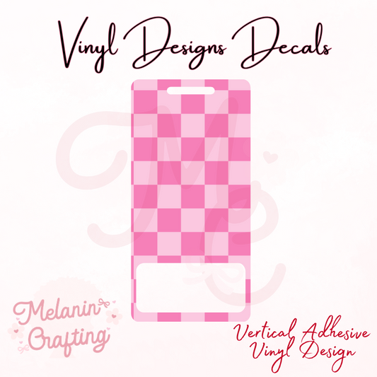 Pink Checkered Vertical Vinyl Decal