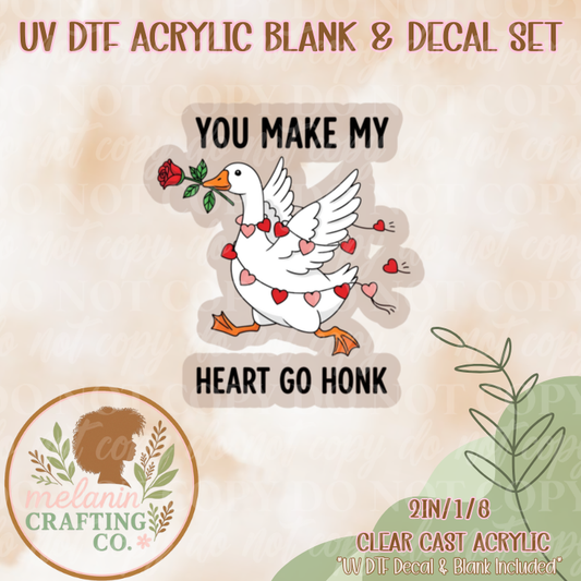 Heart Go Hunk UV Dtf Acrylic Blank & Decal Set