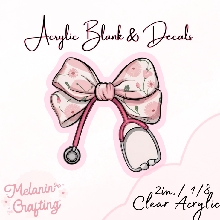 Flower Stethoscope Acrylic Blank & Decal Set