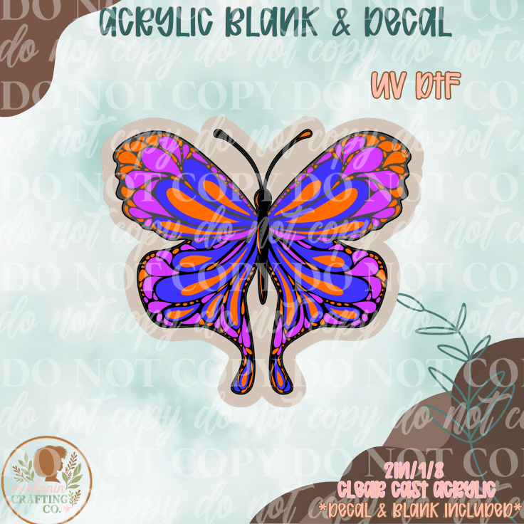 Neon Butterfly UV DTF Acrylic Blank Set