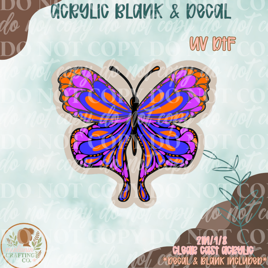 Neon Butterfly UV DTF Acrylic Blank Set