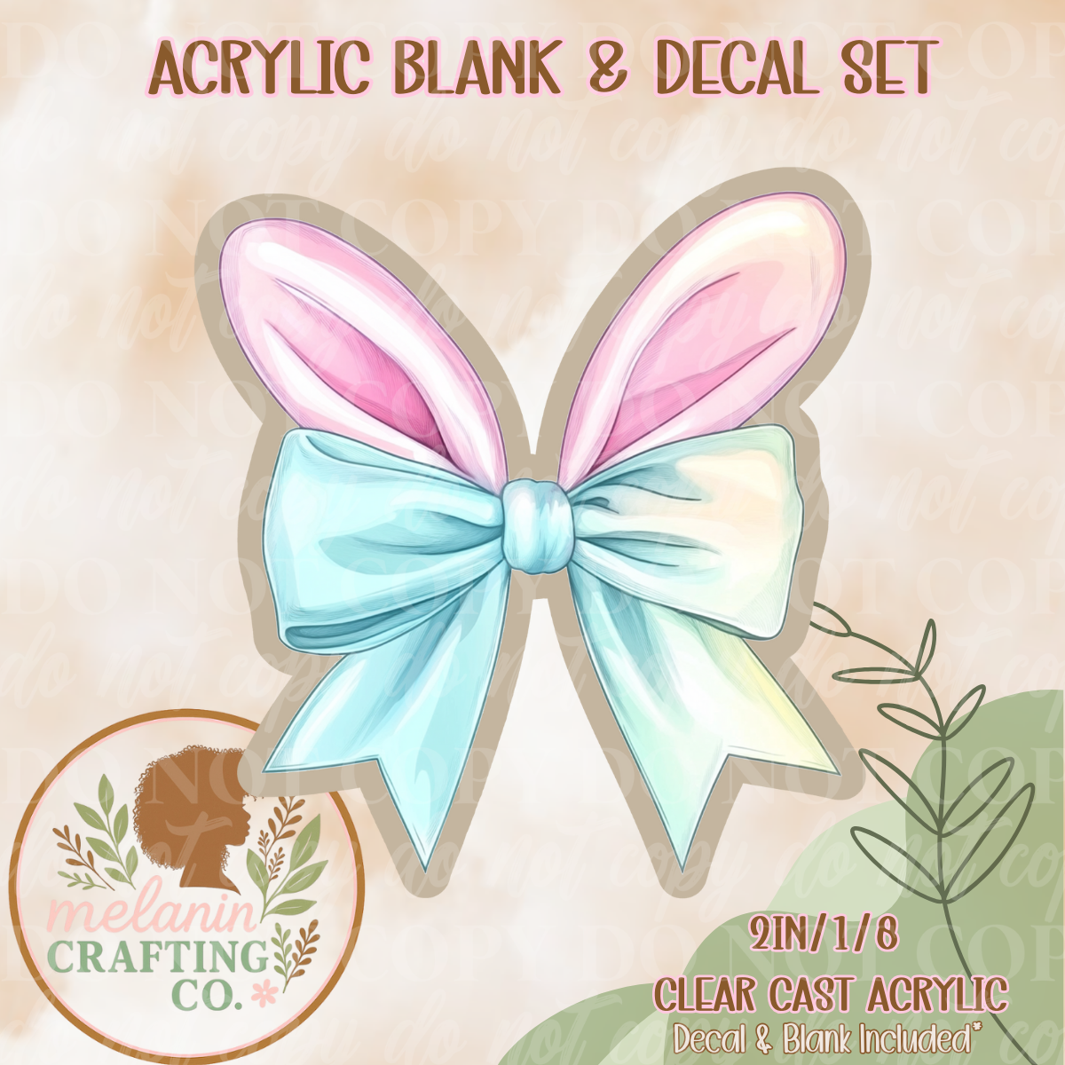 Colorful Bunny Ears Acrylic Blank & Decal Set