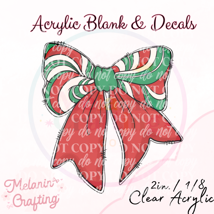 Christmas Tree Cake Bow Acrylic Blank & Decal Set