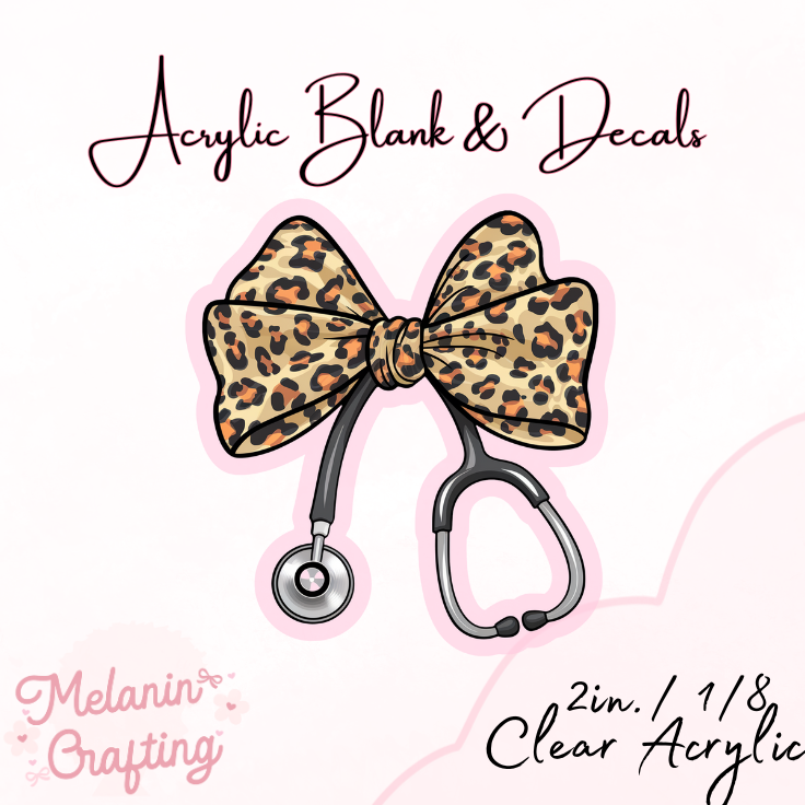 Leopard Pretty Bow Acrylic Blank & Decal Set