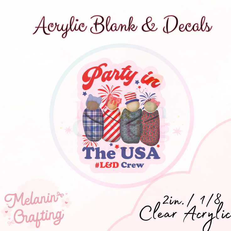 Party In USA L&D Acrylic Blank & Decal Set