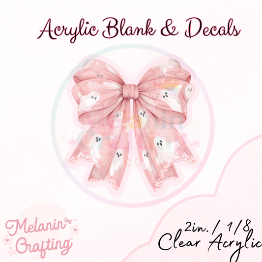 Pink Cute Ghost Acrylic Blank & Decal Set