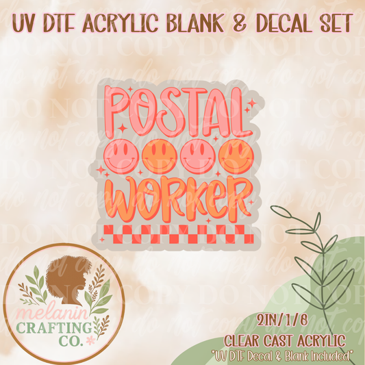 Postal Worker UV Dtf Acrylic Blank & Decal Set