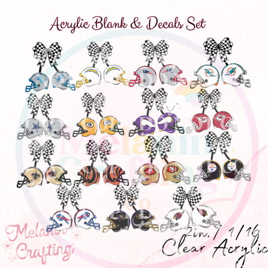 CheckeredTeam Bow Acrylic Blank & Decal Set
