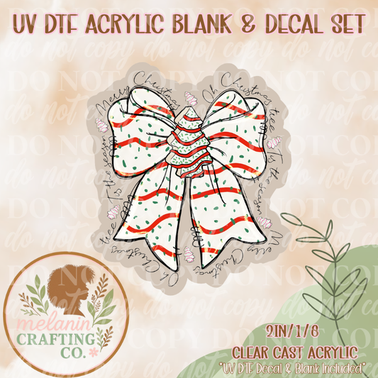 O Christmas Tree Cake UV DTF Acrylic Blank & Decal Set