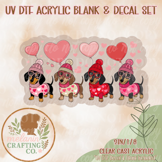 Dachshund Puppy Love UV Dtf Acrylic Blank & Decal Set