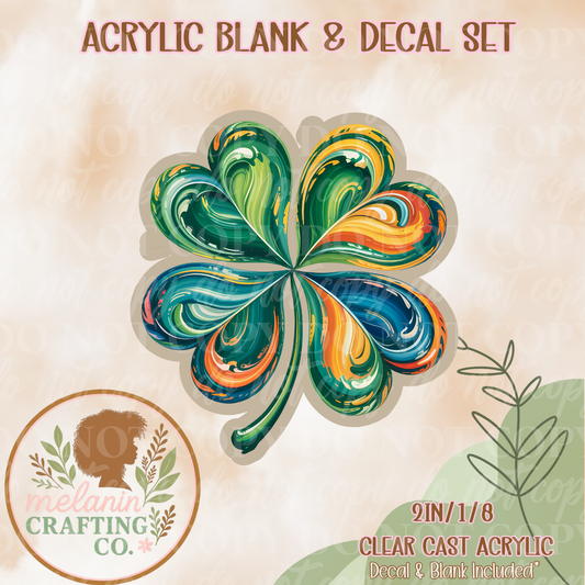 Rainbow Clover Acrylic Blank & Decal Set