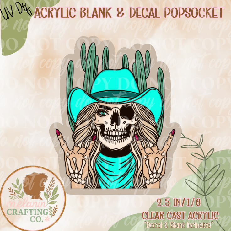 Skeleton Cowgirl UV DTF Acrylic Blank Set