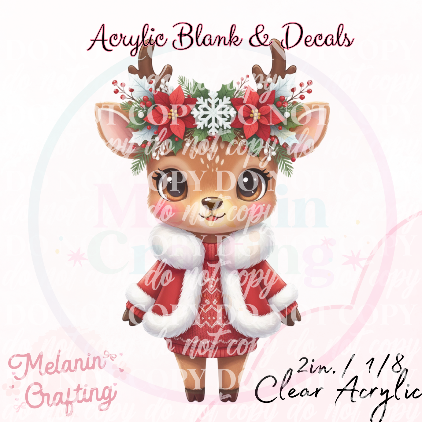 Festive Reindeer Acrylic Blank & Decal Set