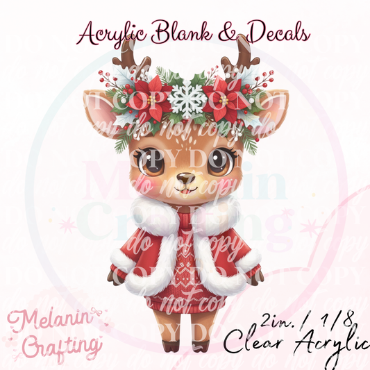 Festive Reindeer Acrylic Blank & Decal Set