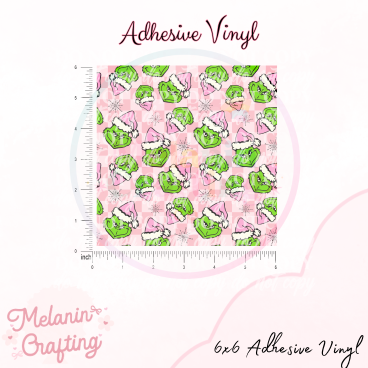 Pink Hat Grinch 6x6 Adhesive Vinyl