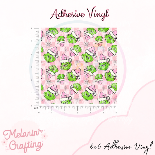Pink Hat Grinch 6x6 Adhesive Vinyl