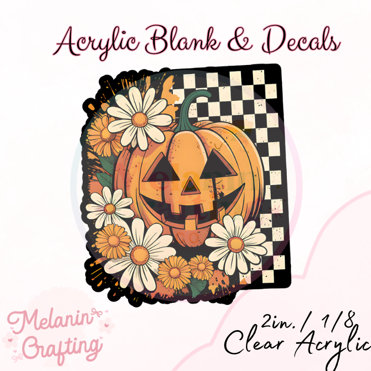 Floral Fall Pumpkin Acrylic Blank & Decal Set