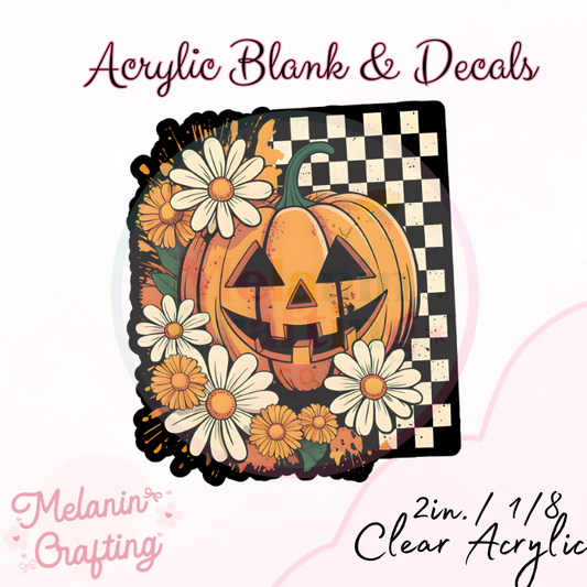 Floral Fall Pumpkin Acrylic Blank & Decal Set