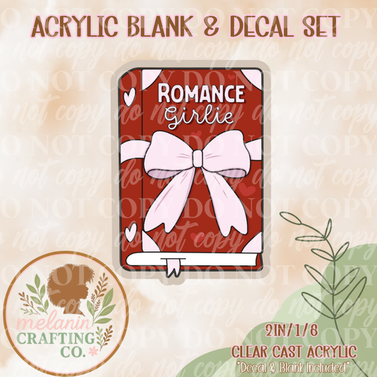 Romance Girlie Book Acrylic Blank & Decal Set