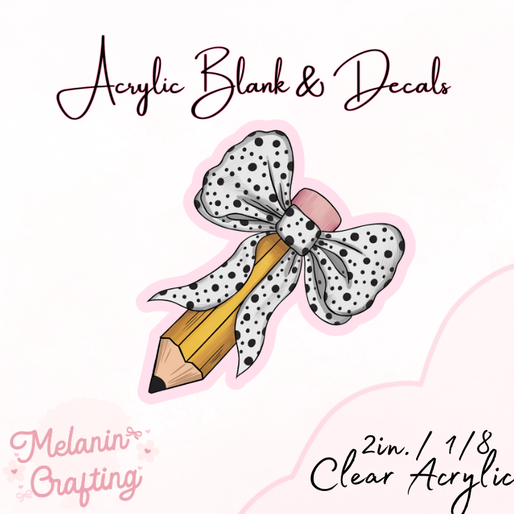 Polkadot Pencil Acrylic Blank & Decal Set