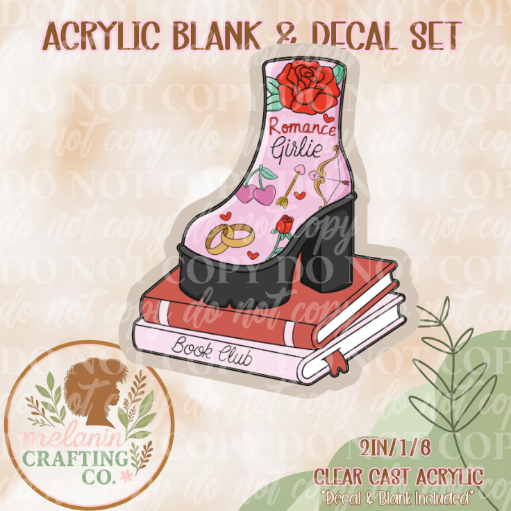 Romance Girlie Boot Acrylic Blank & Decal Set