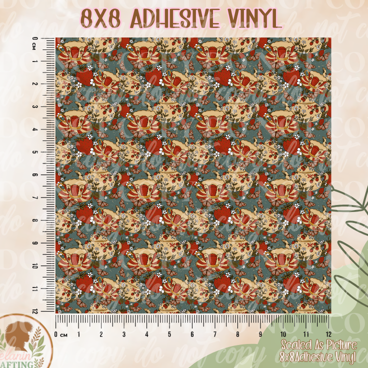 Strawberry Tea Party 8x8  Adhesive Vinyl