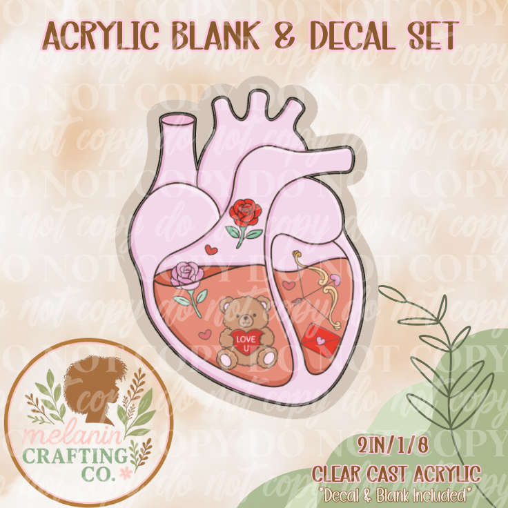 Romance Heart Acrylic Blank & Decal Set