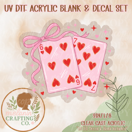 67 Heart Card UV Dtf Acrylic Blank & Decal Set