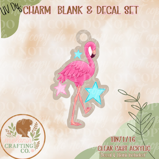 Flamingo UV DTF Charm & Decal Set