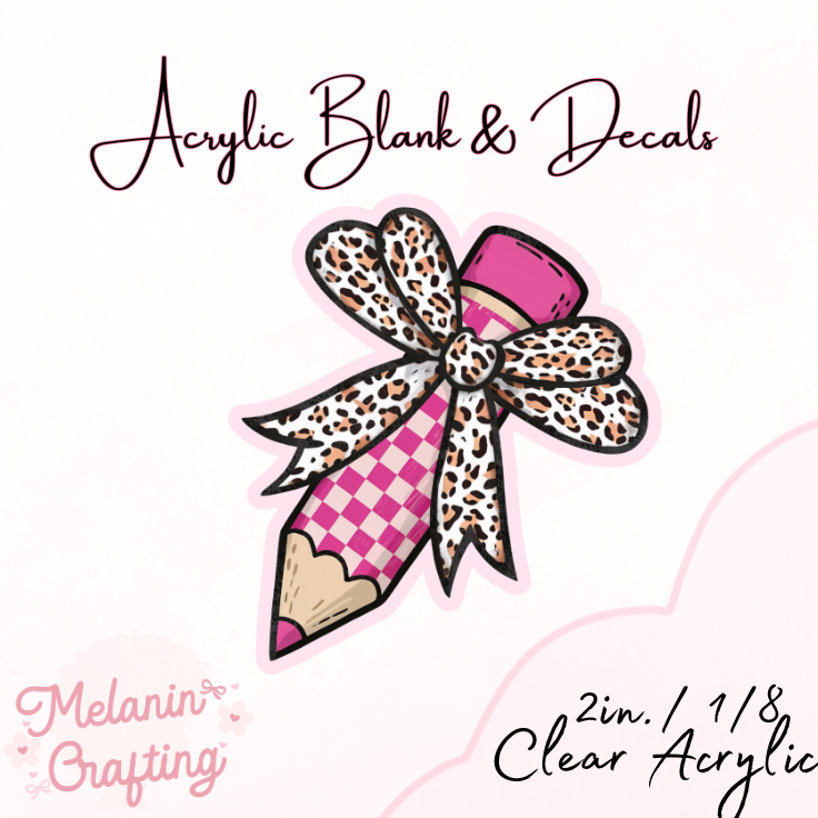 Cheetah Checkered Pencil Acrylic Blank & Decal Set