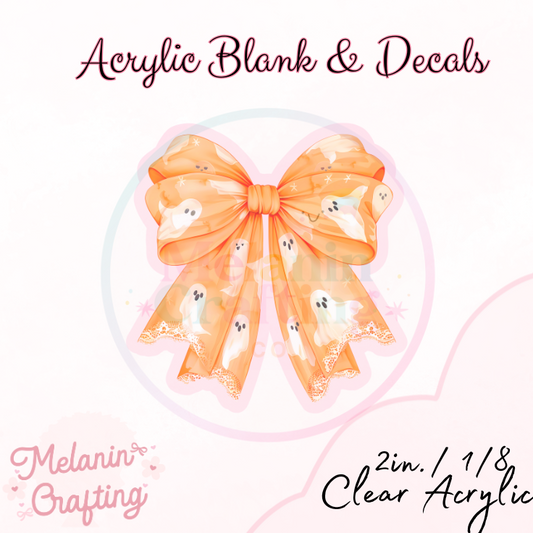 Cute Orange Ghost Acrylic Blank & Decal Set