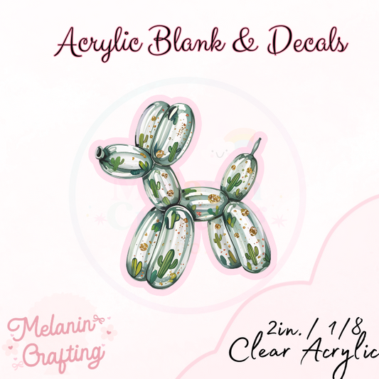 Cactus Balloon Dog Acrylic Blank & Decal Set