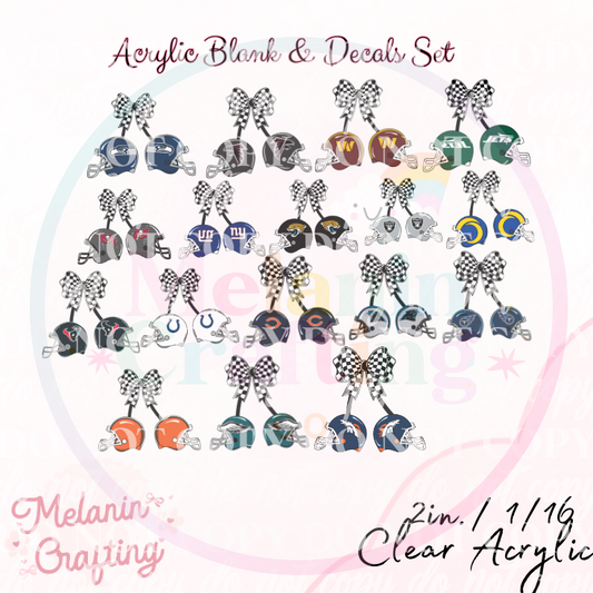 CheckeredTeam Bow Acrylic Blank & Decal Set