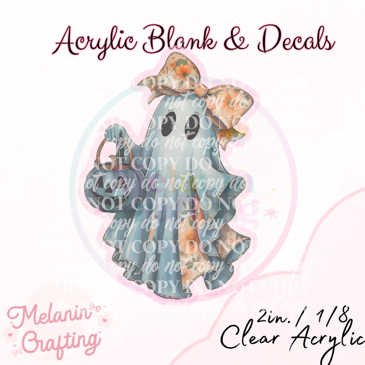 Denim Floral Ghost Acrylic Blank & Decal Set