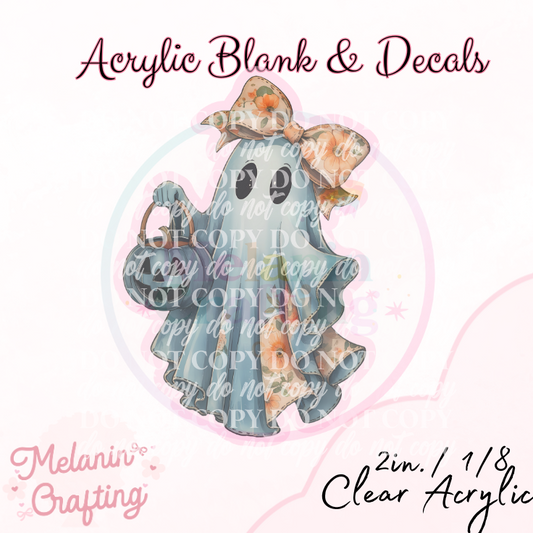 Denim Floral Ghost Acrylic Blank & Decal Set