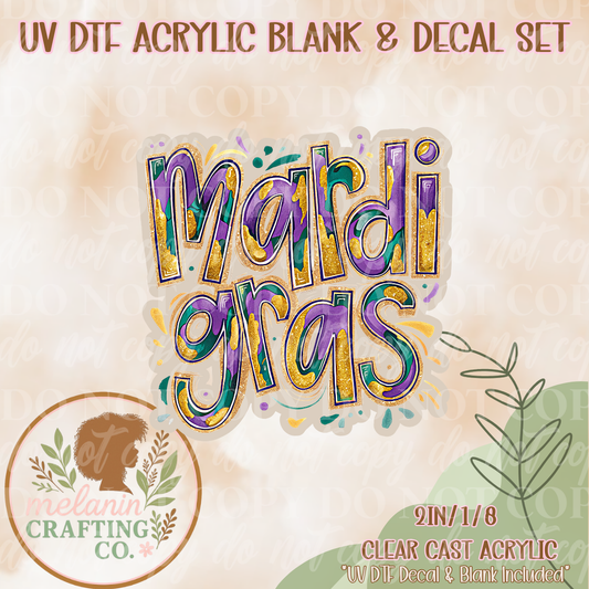 Mardi Gras UV DTF Acrylic Blank & Decal Set