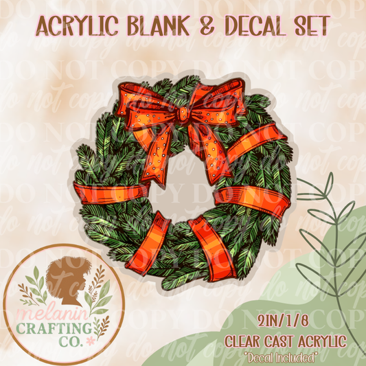 Jolly Christmas Wreath Acrylic Blank & Decal Set