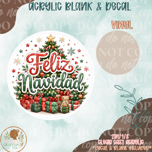 Feliz Navidad Festive Acrylic Blank & Decal Set