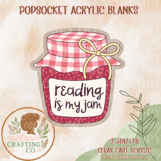 Reading Is My Jam Acrylic Blank & Decal For Pop Sockets