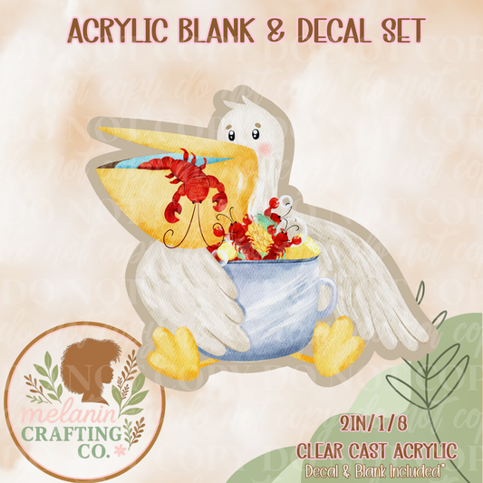 Crawfish Pelican Acrylic Blank & Decal Set