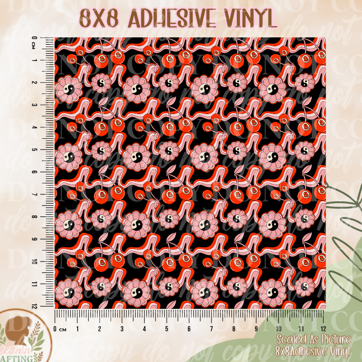 Lucky Cherries 8x8  Adhesive Vinyl