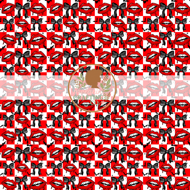 Vampire Lips & Bows 12x12 Adhesive Vinyl
