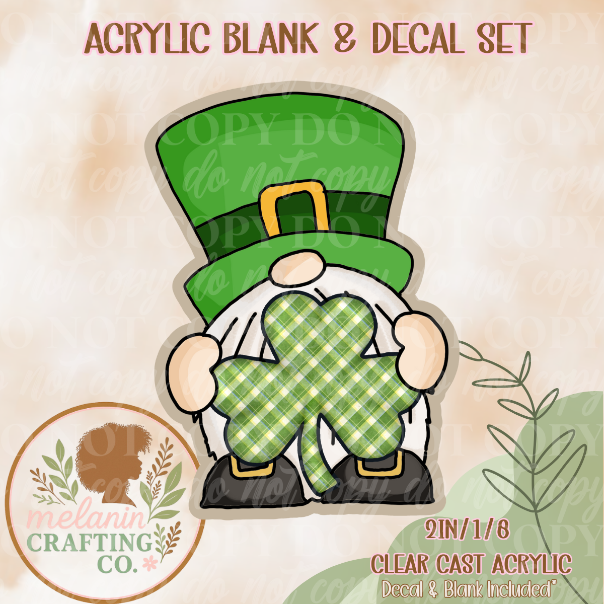 Lucky Gnome Acrylic Blank & Decal Set